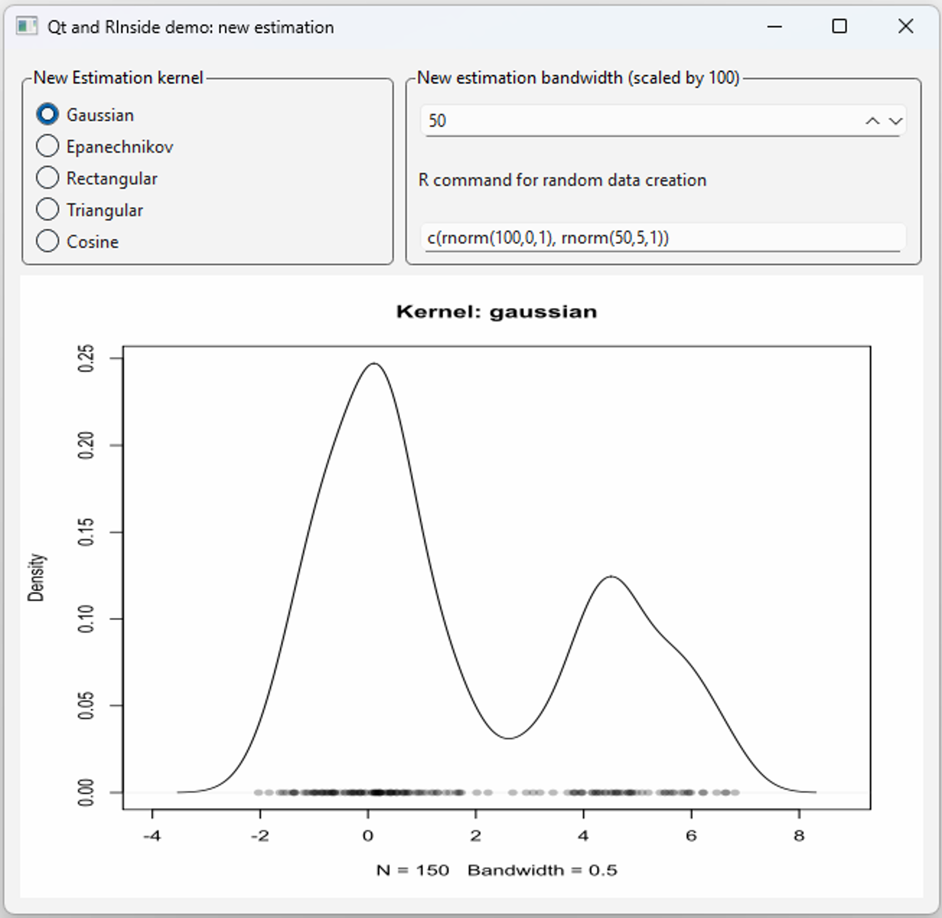 A slight modified (to decrease fragility) version of the *RInside* `qtdensity` app.